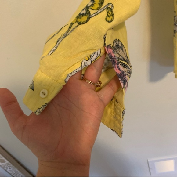 Charter Club Luxury Linen Summer in Bloom Button Down Top Floral Medium Petite - Picture 3 of 11